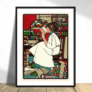 Dig, Do it now - Sadie Wendell Mitchell | Retro Print, Vintage Poster, Frauenportrait, romantisches Poster, Geschenk für Buchliebhaber, "Girls will be Girls""
