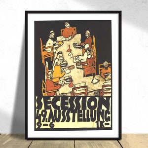 Poster for the Wiener Secession, 49th Exhibition - Egon Schiele | Expressionism Style, Poster Reproduction, Art Exhibition, Vintage Print A4