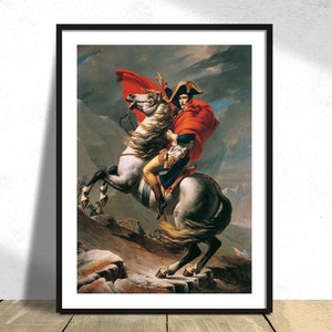 Napoleon Crossing the Alps - Jacques-Louis David | Vintage Poster, Reproduction Picture, Vintage Decor, Bonaparte Poster, Horse Print, 11x15