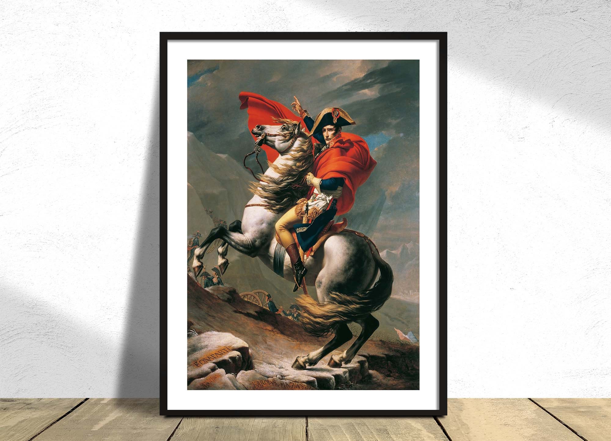 Napoleon Bonaparte Crossing the Alps With His Army White Horse Equestrian  by Jacques-louis David Repro Matte Paper or Canvas FREE S/H in USA 