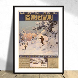 Murtal Bahn Murau - Wintersportplatz - Gustav Jahn I Travel Print, Ski Poster, Wintersport, Austria Print, Vintage Poster Werbe Dec