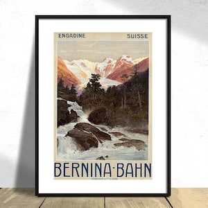 Bernina-Bahn - Engadin, Suisse - Reckziegel Anton I Impresión de viaje, Idea de regalo, Wall Dec, Impresión retro de Suiza, Cartel vintage, Montañas