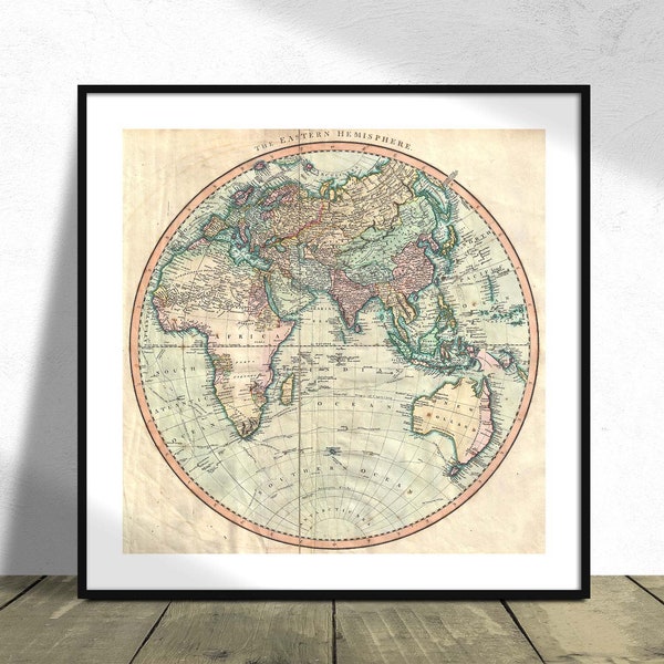 Map of the Eastern Hemisphere (Asia, Africa, Australia) - John Cary I Square Print, Square Poster, Vintage Maps Dec, Map Print, Travel Gift