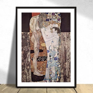 The Three Ages of the Woman - Gustav Klimt | Vintage Exhibition, Women illustration Print, Reproduction, Retro Poster, Art Nouveau Prints A1