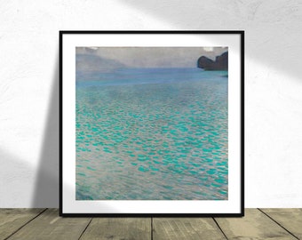 Attersee - Gustav Klimt | Kwadratowy wydruk, Kwadratowy plakat, Wystawa vintage, Reprodukcja dec, Plakat przyrodniczy, Klimt Print, Plakat z jeziorem 8x8