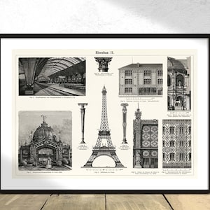 The Eiffel Tower - Cast - Iron Architecture | Architectural Designs Posters, Vintage Print, Paris Print, Iron Architecture Decor, French Dec