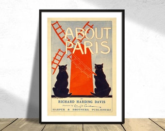About Paris - Richard Harding Davis | French Decor, Vintage Print, Paris Poster, Travel Dec, Eiffel Tower, Home Decor, Old Advertisement, A4