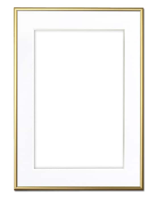 Gold Frame With White Passe-partout / White Mat Aluminum Frames