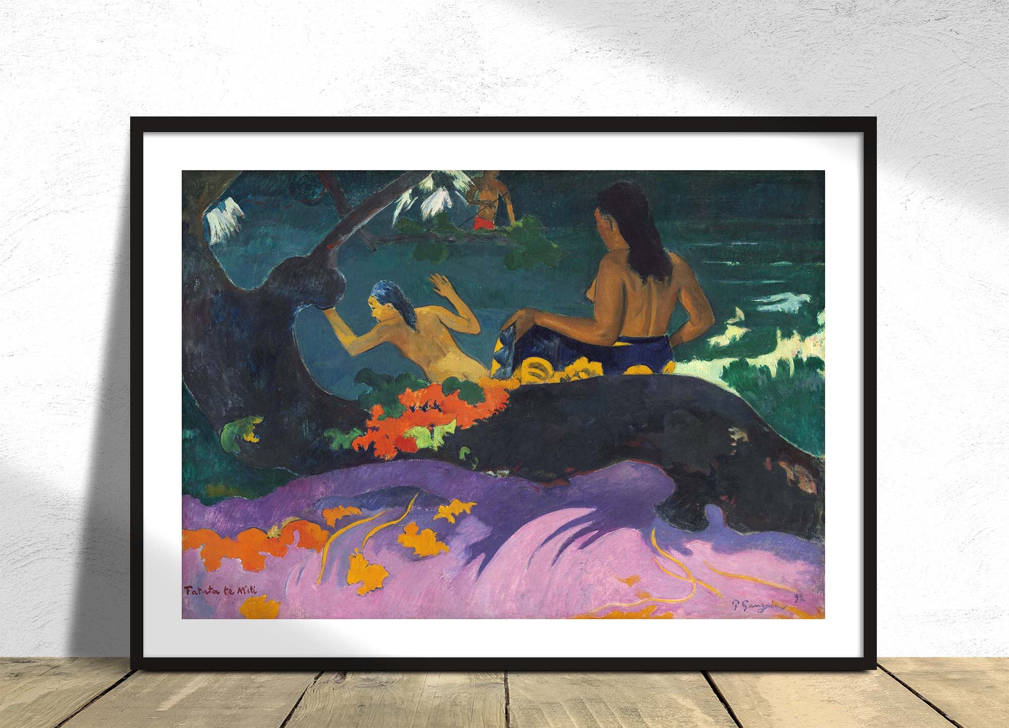 By the Sea (Fatata te Miti) - Paul Gauguin | Post-impressionism Art, French Poster, Vintage Print, Old illustration, Nude Woman Decor, A1