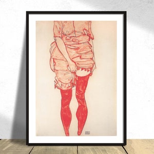 Frau in Rot - Egon Schiele | Woman in Red, Austrian Style, Exhibition Art, Women Print, Gift Idea, Museum Exhibition Print, Eclectic Artwork