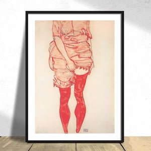 Frau in Rot - Egon Schiele | Woman in Red, Austrian Style, Exhibition Art, Women Print, Gift Idea, Museum Exhibition Print, Eclectic Artwork