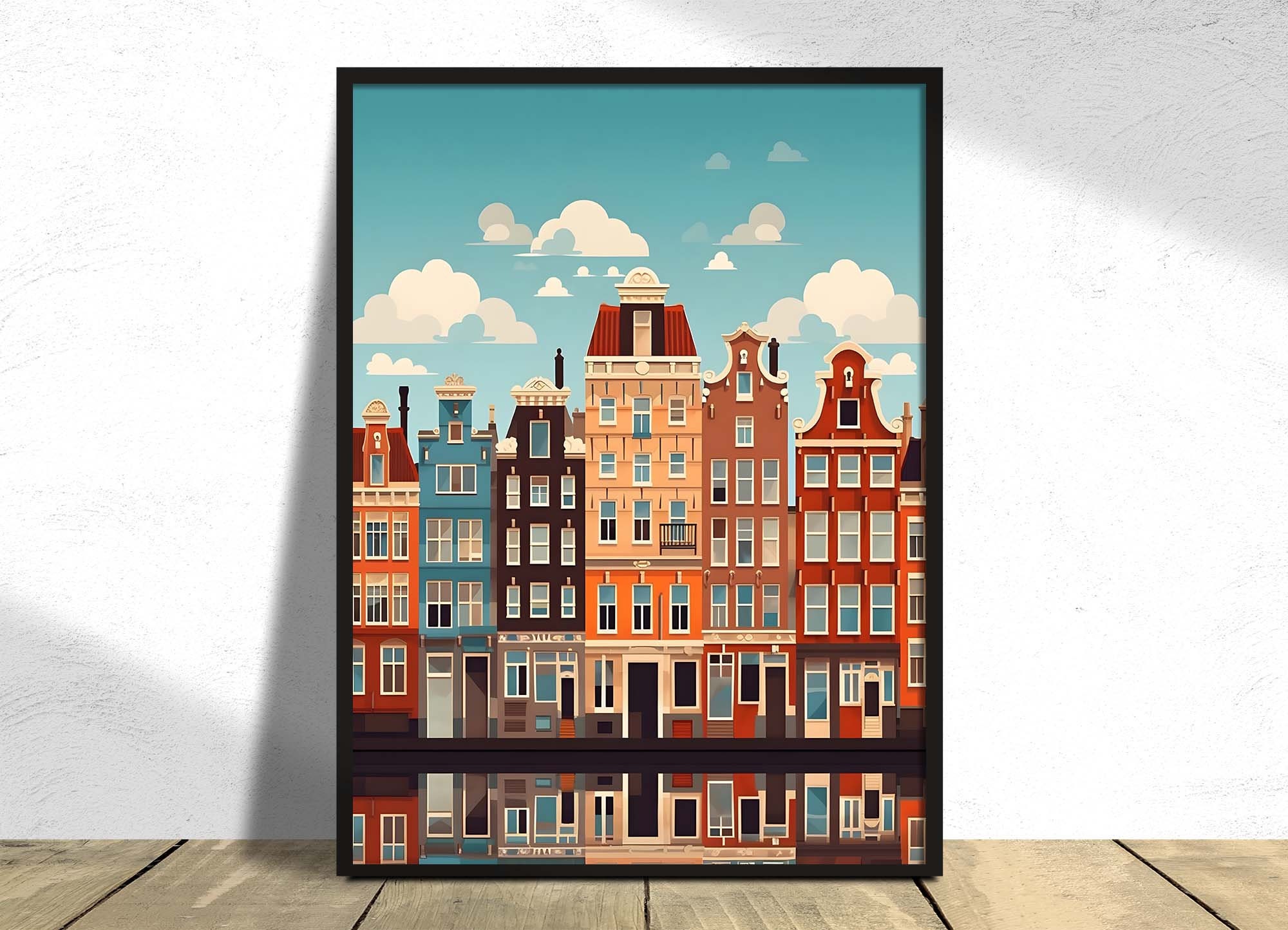 Amsterdam Houses | Graphic Art, Amterdam Poster, Colourful Print ...