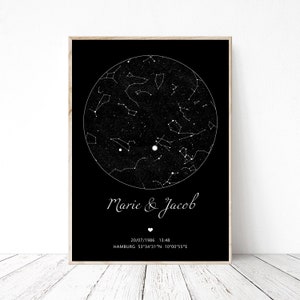Imprimé Personnalisé Étoiles Carte du Ciel Cadeau pour les Enfants Nouveau-Né Père Mère Anniversaire Idée Personnalisée Night Constellation Imprimer Posters Affiches