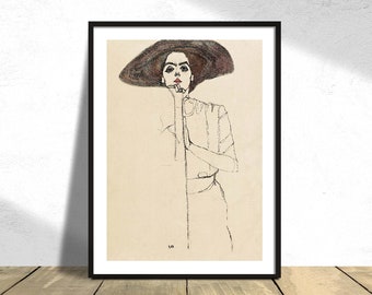 Portrait of a Woman - Egon Schiele | Austrian Expressionism Style, Exhibition Art, Poster Reproduction, Women Print, Gift Idea Vintage Decor