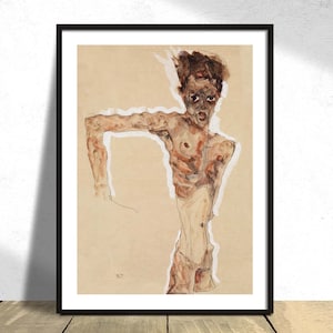 Naked Man Self-Portrait - Egon Schiele | Expressionism Style, Poster Reproduction, Art Exhibition, Vintage Gift, Retro Print, Fine Art Print