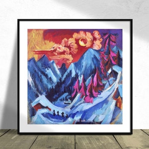 Winter Landscape in Moonlight - Ernst Ludwig Kirchner | Square Print, Square Poster, German Expressionism Style, 20th Century, Landscape