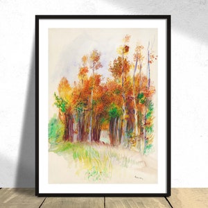 Boschetto di alberi - Pierre-Auguste Renoir / Vintage Poster, Plands Print, Old Illustration, Colori autunnali, Autunno oro, Alberi colorati, Home Dec