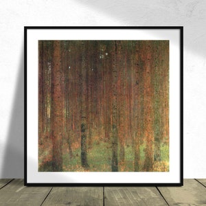Kiefernwald - Gustav Klimt | Quadratischer Druck, quadratisches Poster, Vintage-Ausstellung, Reproduktion Dezember, Naturposter, Waldposter, Klimt-Druck