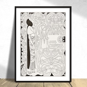 Encuadernación de libros Metamorfoze - Jan Toorop / Póster Art Nouveau clásico, impresión de reproducción, idea de regalo retro, holandés del siglo XIX, decoración de pared, 5x7