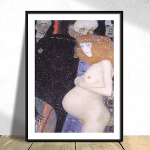 Die Hoffnung HOPE - Gustav Klimt / Mujer embarazada, Estilo Art Nouveau, Reproducción, Retro, Cartel vintage, Secesión vienesa, Simbolismo