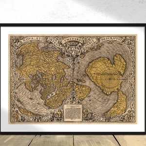 Noua, et integra uniuersi orbis descriptio - Oronce Finé I Vintage Poster, Idea regalo Art, Retro Print, Old Decor, Antique Map of the World