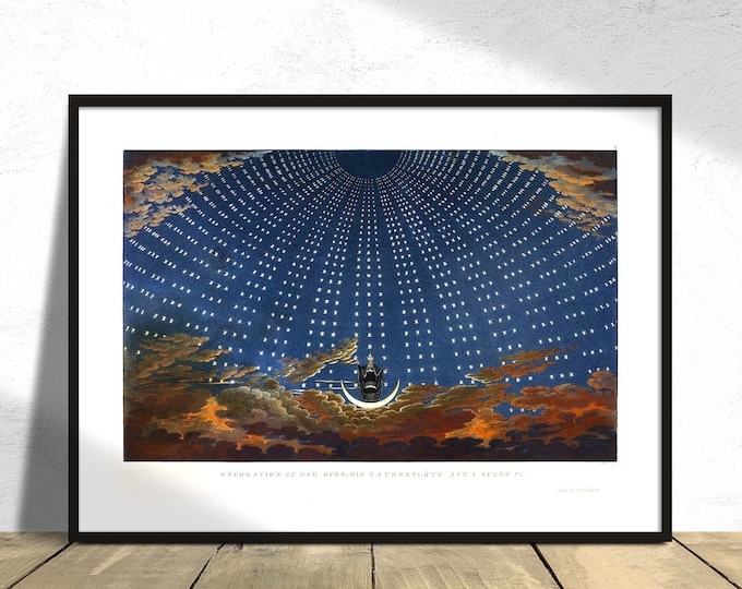 Design for The Magic Flute: The Hall of Stars in the Palace of the Queen of the Night, Act 1, Scene 6 - After Karl Friedrich Schinkel | Art