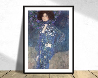 Portrait of Emilie Louise Flöge  - Gustav Klimt | Vintage Exhibition, Women illustration Print, Reproduction, Retro Poster,Art Nouveau Print