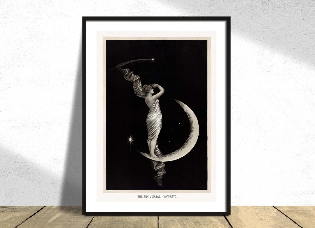 The Universal Favorite Geo. H. Walker Co Vintage Poster, Reproduction  Picture Woman Print, Fine Art Print, Moon and Woman Poster, B&W A2 -   Canada