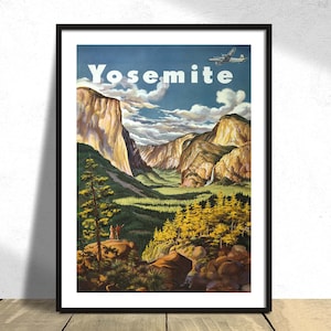 Yosemite. United Air Lines | Werbeplakate, Vintage Print, Travel Print, Home Decor, alte Werbung, Airlines Print, Nationalpark