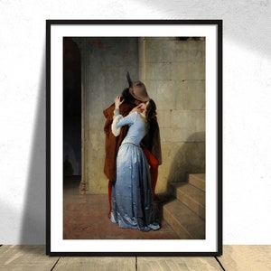 Der Kuss - Francesco Hayez | Klassische Kunst, Österreichischer Jugendstil, Reproduktion, Retro, Vintage Poster, Symbolik Druck, küssendes Paar, Geschenk