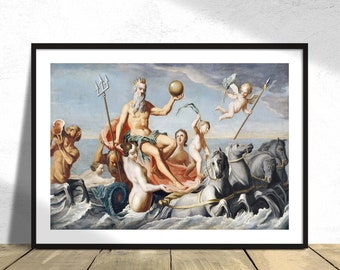 The Return of Neptune -  John Singleton Copley | Art, Poster Reproduction, Retro Print, Neptune Wall Art, Prints for home, Fine Art Print