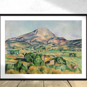 Mont Sainte-Victoire (La Montagne Sainte-Victoire)- Paul Cézanne | Vintage Print, Poster Reproduction, French Art,Mountains Poster,Landscape