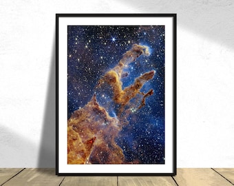 Pillars of Creation 2022 - The James Webb Space Telescope I Space Print, Space Art, Stars and Galaxy Art Decor, NASA Poster, Astronomy Gift