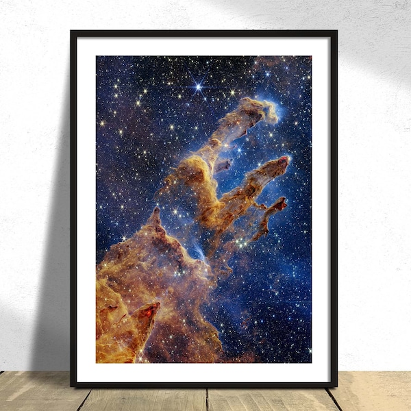 Pillars of Creation 2022 - James Webb Weltraumteleskop I Space Print, Space Art, Stars and Galaxy Art Decor, NASA Poster, Astronomy Gift