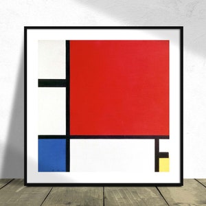 Composition with Red, Blue, and Yellow - Piet Mondrian I Square Print, Square Poster, Geometric Wall Art, Modern Abstract, Minimalist Art