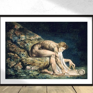 Newton-William Blake | Vintage print, posterreproductie, oude illustratie, symbolische kunst