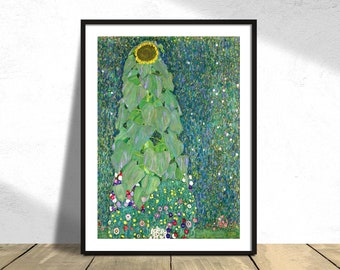Sonnenblume ( Sunflower ) - Gustav Klimt | Vintage Exhibition, Flower illustration Print, Reproduction, Retro Poster, Art Nouveau Prints, A2