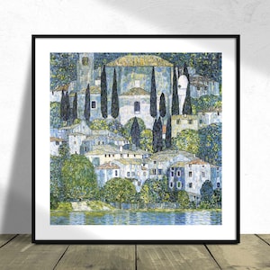 Kirche in Cassone - Gustav Klimt | Square Print, Square Poster, Vintage Exhibition, Reproduction Dec, Housewarming Gift Idea, Church Poster