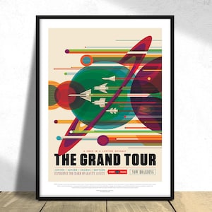 JPL Visions of the Future, Grand Tour - NASA Poster I Space Travel Art, Space Print, Kinderzimmer Dekor, Planet Art Dec, Housewarminggeschenk