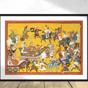 Kung Dasaratha och hans följe går till Ramas bröllop: Folio - Shangri Ramayana | Vintageposters, Reproduktion, Retrotryck, Indisk konst