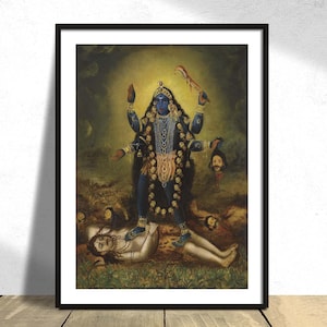 Kali - Dutch Bengal School | Hinduism Poster, Indian Goddes, Buddhist Poster, Zen Wall Art, Reproduction Dec, Gift Idea, Goddess Poster, A3