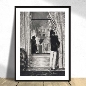The Window - George Wesley Bellows | Poster Reproduction, Old Illustration, Vintage Print, Black and White, Modern Art, American Realism A3