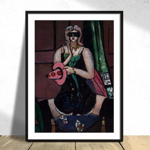 Máscara de carnaval, verde, violeta y rosa - Max Beckmann / Retrato de mujer, Impresión de carnaval, Cartel de reproducción, Secesión berlinesa, Arte de simbolismo