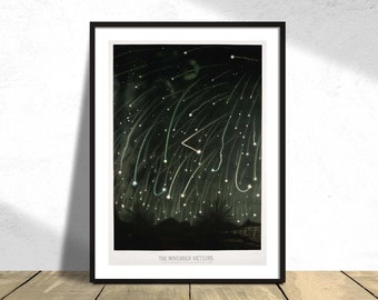 The November meteors (Trouvelot astronomical drawings) - E.L. Trouvelo | Retro Astronomy Poster, Space Print, Vintage Decor, Gift Idea,Night