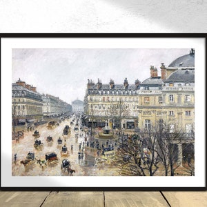 French Theater Square, Paris - Camille Pissarro | French Impressionist, Vintage Art, Poster Reproduction,  Retro Print, Cityscape Poster, A4