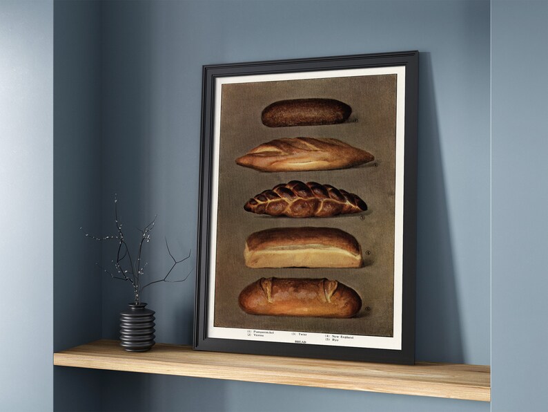 The Grocer's Encyclopedia Kitchen Decor, Reproduction Retro, Restaurant Print, Food Art, Vintage Collection, Types of Baked Bread Loaves image 4