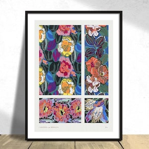 Variaciones 8- Variaciones Quatre-Vingt-Six Motifs Décoratifs En Vingt Planches - Édouard Bénédictus / Vintage Poster,Geometric Floral Pattern