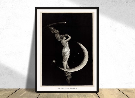 The Universal Favorite Geo. H. Walker Co Vintage Poster, Reproduction  Picture Woman Print, Fine Art Print, Moon and Woman Poster, B&W A2 -   Canada