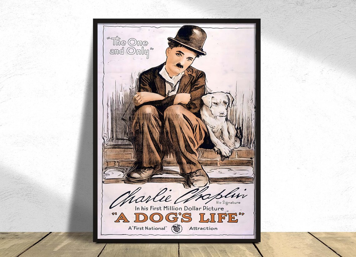 charlie-chaplin-a-dog-s-life-film-poster-advertisement-print-old