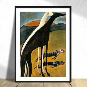 Greyhounds - Amadeo de Souza-Cardoso | Expressionismo Português, Impressão de Cães, Reprodução de Cartaz, Arte Abstrata, Impressão de Belas Artes, Cartaz de Lebre